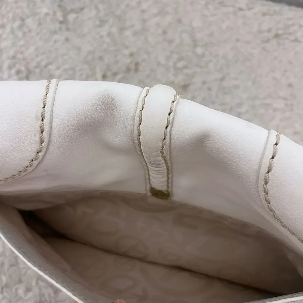 Francesco Biasia Shoulder Handbag Purse Cream Leather